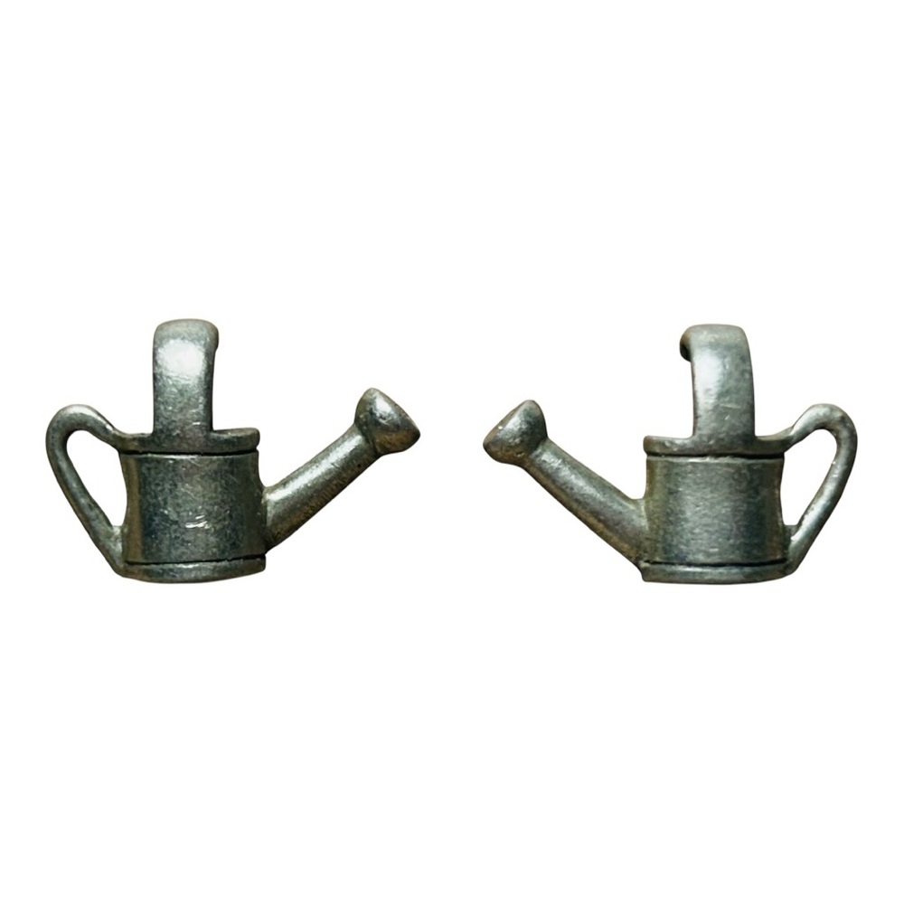 Jim Clift Hand Made Pewter Gardening Flower Pots Watering Can Earrings Vintage